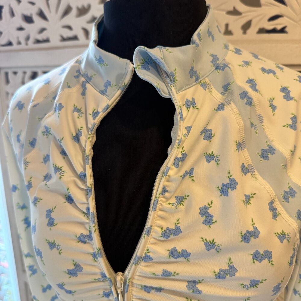 Treasures by Shabby Chic Woman Jacket Blue With Cream Size Small New - Picture 3 of 8